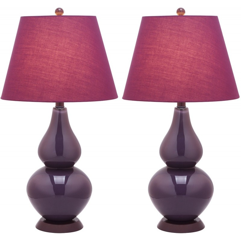 Safavieh Cybil 26-inch H Double Gourd Lamp Set of 2 - Dark Purple (LIT4088K-SET2)
