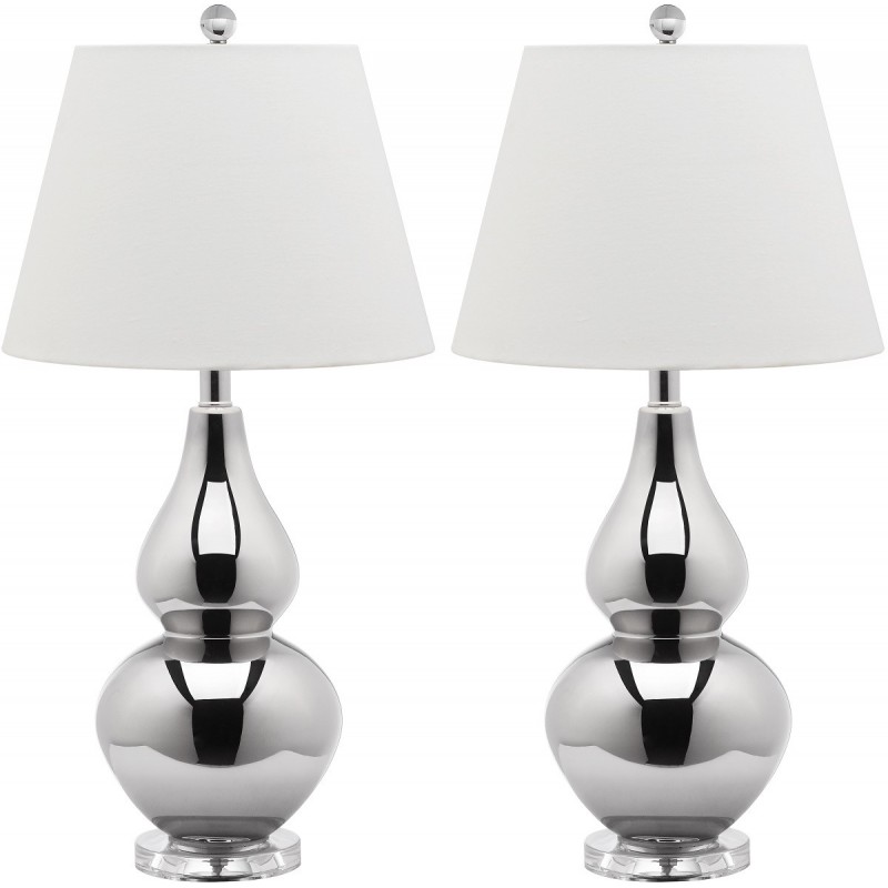 Safavieh Cybil 26-inch H Double Gourd Lamp Set of  2-  Silver/Off-White (LIT4088N-SET2)