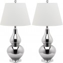 Safavieh Cybil 26-inch H Double Gourd Lamp Set of  2-  Silver/Off-White (LIT4088N-SET2)