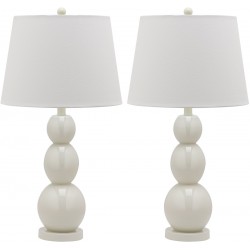 Safavieh Jayne 26.5-inch H Three Sphere Glass Lamp Set of 2 - White/Off-White (LIT4089A-SET2)