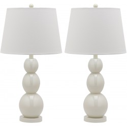 Safavieh Jayne 26.5-inch H Three Sphere Glass Lamp Set of 2 - White/Off-White (LIT4089A-SET2)