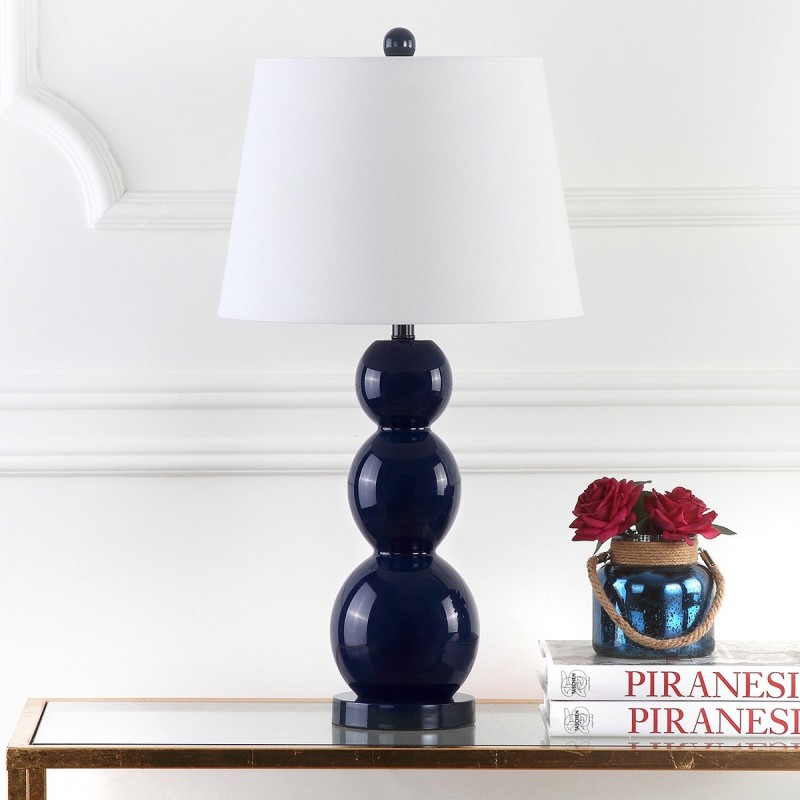 Safavieh Jayne 26.5-inch H Three Sphere Glass Lamp Set of 2 - Navy/Off-White (LIT4089B-SET2)