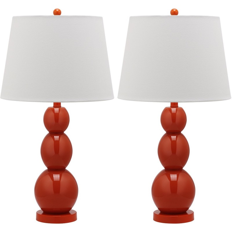 Safavieh Jayne 26.5-inch H Three Sphere Glass Lamp Set of 2 - Blood Orange/Off-White (LIT4089D-SET2)
