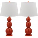 Safavieh Jayne 26.5-inch H Three Sphere Glass Lamp Set of 2 - Blood Orange/Off-White (LIT4089D-SET2)