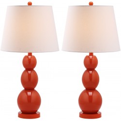 Safavieh Jayne 26.5-inch H Three Sphere Glass Lamp Set of 2 - Blood Orange/Off-White (LIT4089D-SET2)