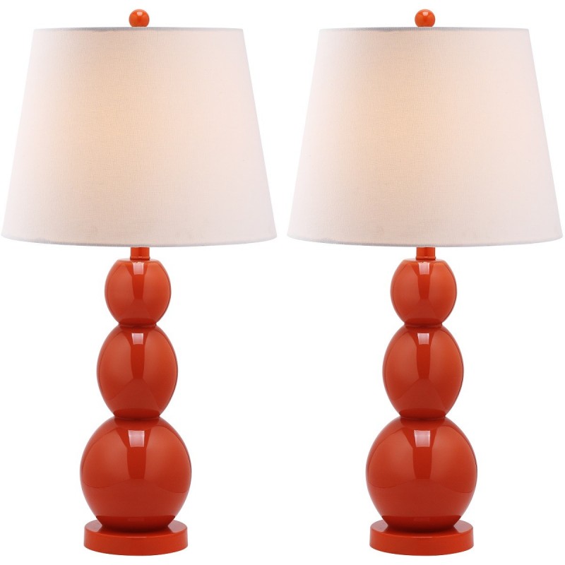 Safavieh Jayne 26.5-inch H Three Sphere Glass Lamp Set of 2 - Blood Orange/Off-White (LIT4089D-SET2)