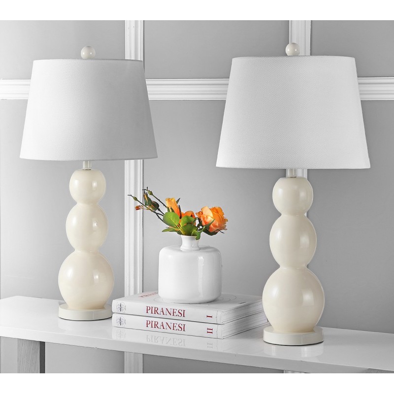 Safavieh Jayne 26.5-inch H Three Sphere Glass Lamp Set of 2 - Light Grey/Off-White (LIT4089F-SET2)