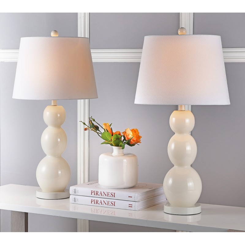 Safavieh Jayne 26.5-inch H Three Sphere Glass Lamp Set of 2 - Light Grey/Off-White (LIT4089F-SET2)