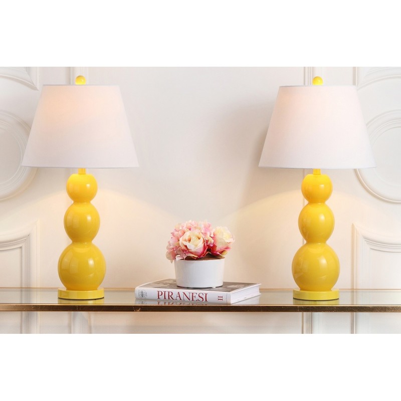 Safavieh Jayne 26.5-inch H Three Sphere Glass Lamp Set of 2 - Yellow/Off-White (LIT4089H-SET2)