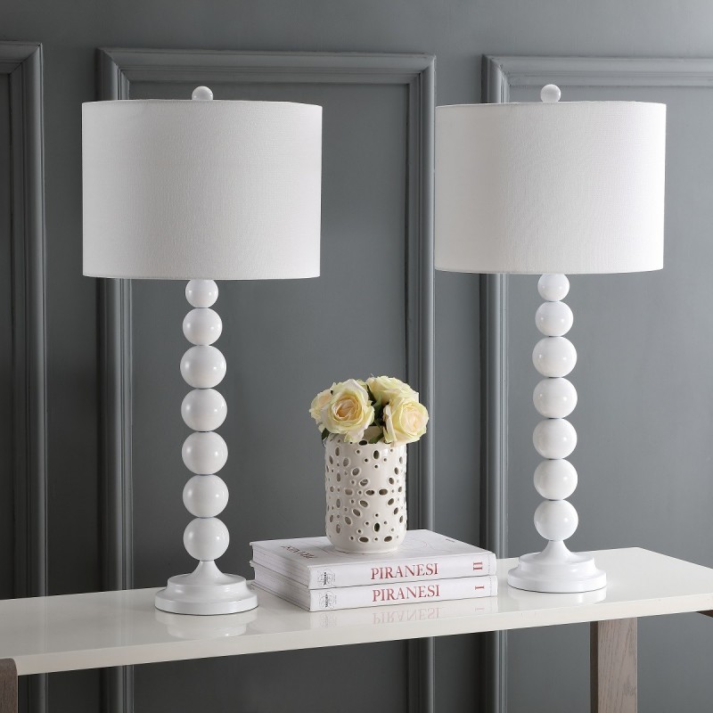 Safavieh Jenna 31.5-inch H Stacked Ball Lamp Set of 2 - White/Off-White (LIT4090A-SET2)