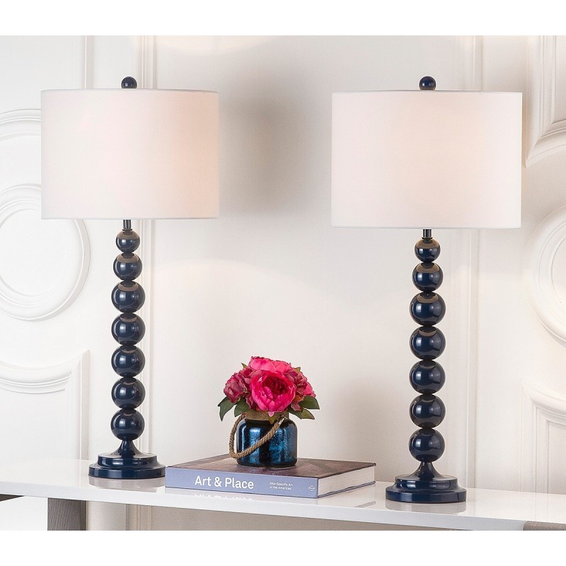 Safavieh Jenna 31.5-inch H Stacked Ball Lamp - Navy/Off-White (LIT4090B-SET2)