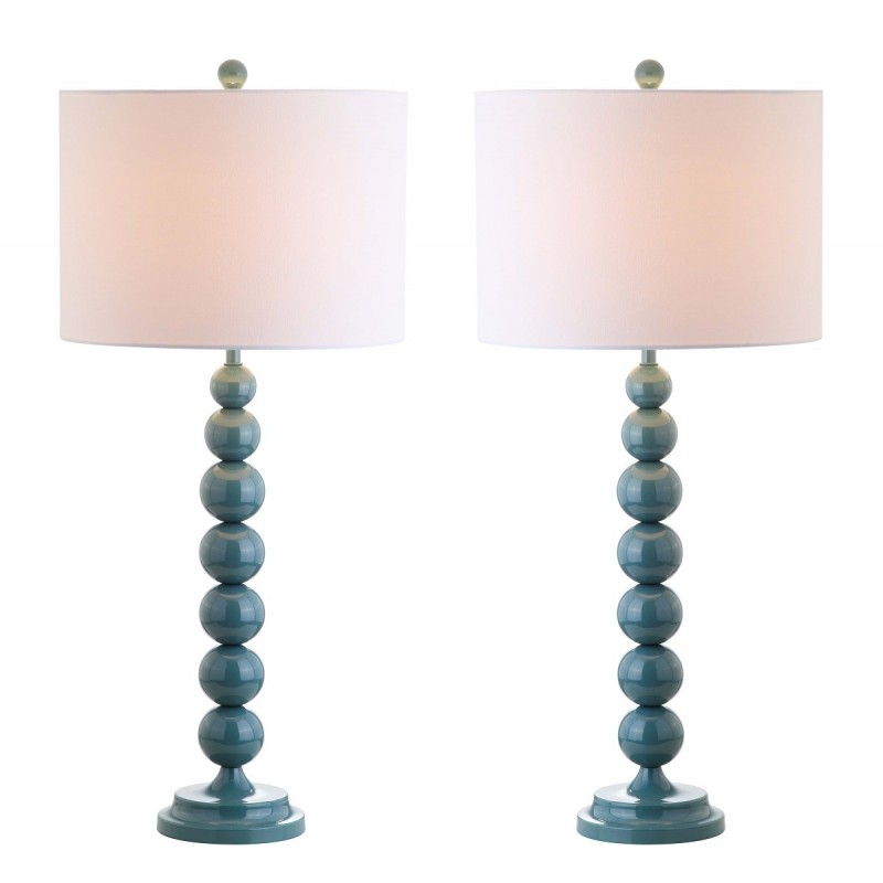 Safavieh Jenna 31.5-inch H Stacked Ball Lamp Set of 2 - Marine Blue/Off-White (LIT4090C-SET2)