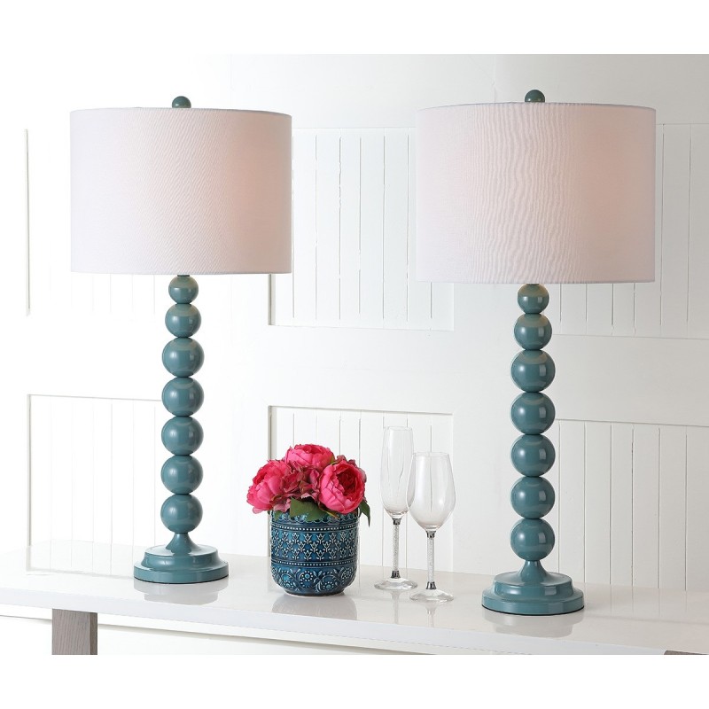 Safavieh Jenna 31.5-inch H Stacked Ball Lamp Set of 2 - Marine Blue/Off-White (LIT4090C-SET2)