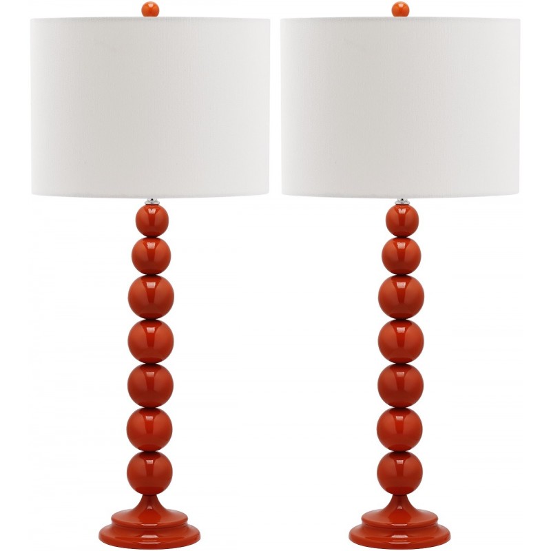 Safavieh Jenna 31.5-inch H Stacked Ball Lamp Set of 2 - Blood Orange/Off-White (LIT4090D-SET2)