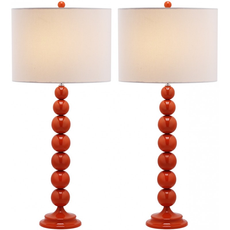 Safavieh Jenna 31.5-inch H Stacked Ball Lamp Set of 2 - Blood Orange/Off-White (LIT4090D-SET2)