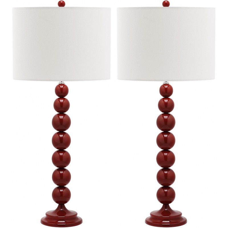 Safavieh Jenna 31.5-inch H Stacked Ball Lamp Set of 2 - Red/Off-White (LIT4090E-SET2)