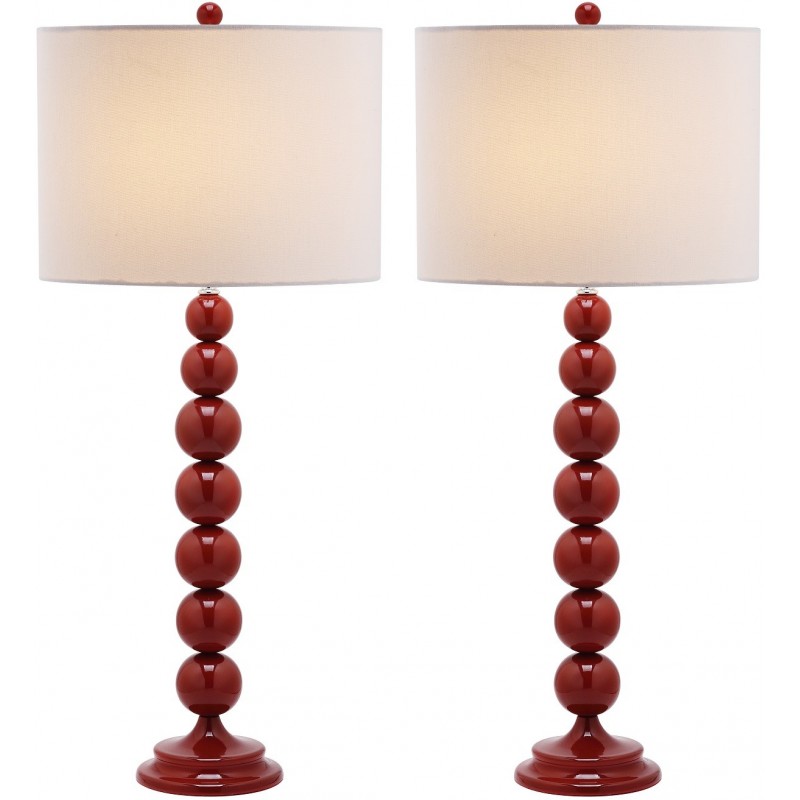 Safavieh Jenna 31.5-inch H Stacked Ball Lamp Set of 2 - Red/Off-White (LIT4090E-SET2)