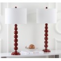 Safavieh Jenna 31.5-inch H Stacked Ball Lamp Set of 2 - Red/Off-White (LIT4090E-SET2)