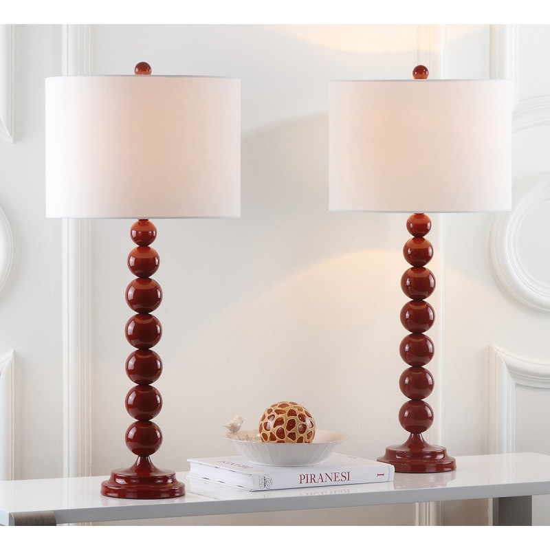 Safavieh Jenna 31.5-inch H Stacked Ball Lamp Set of 2 - Red/Off-White (LIT4090E-SET2)