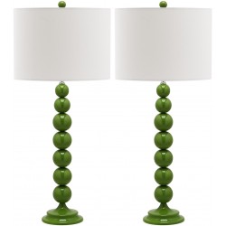 Safavieh Jenna 31.5-inch H Stacked Ball Lamp Set of 2 - Green/Off-White (LIT4090G-SET2)