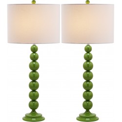 Safavieh Jenna 31.5-inch H Stacked Ball Lamp Set of 2 - Green/Off-White (LIT4090G-SET2)