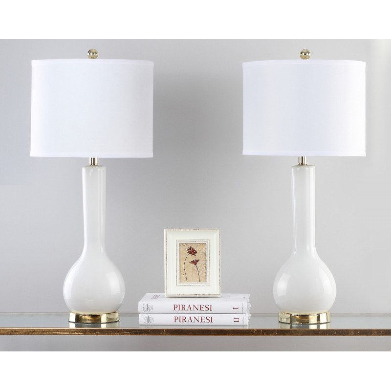 Safavieh Mae 30.5-inch H Long Neck Ceramic Table Lamp - Set of 2 - White (LIT4091A-SET2)