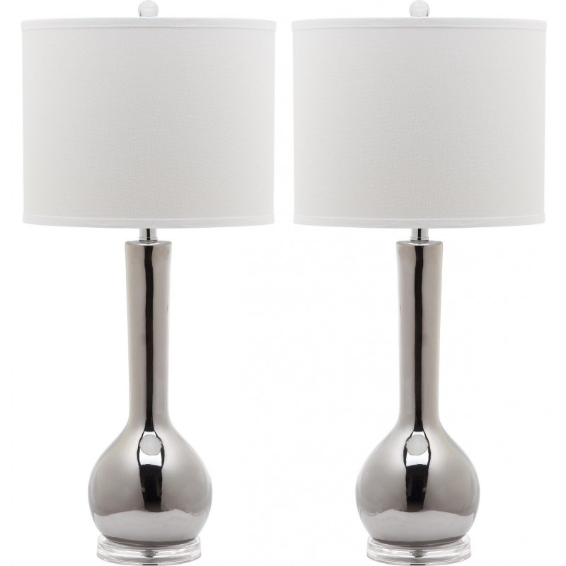Safavieh Mae 30.5-inch H Long Neck Ceramic Table Lamp - Set of 2 - Silver (LIT4091M-SET2)