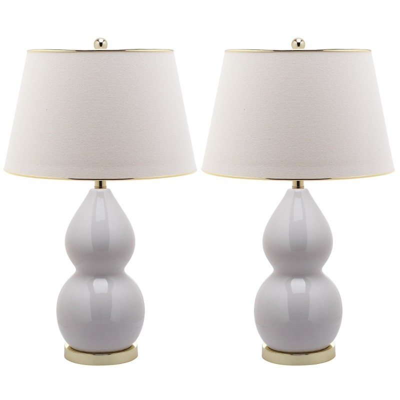 Safavieh Jill 26.5-inch H Double- Gourd Ceramic Lamp - Set of 2 - White/Off-white (LIT4093A-SET2)