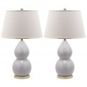 Safavieh Jill 26.5-inch H Double- Gourd Ceramic Lamp - Set of 2 - White/Off-white (LIT4093A-SET2)