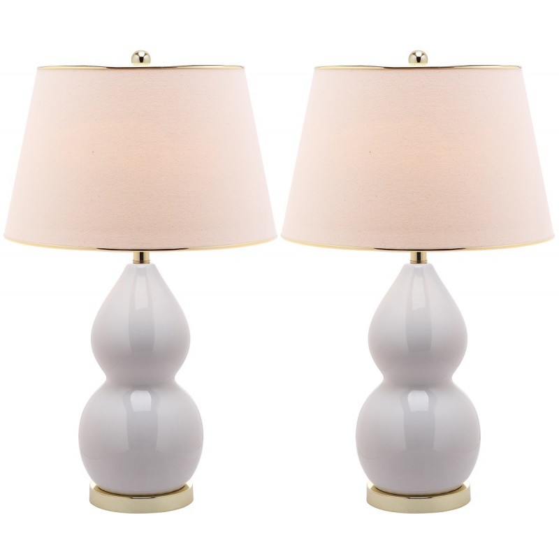 Safavieh Jill 26.5-inch H Double- Gourd Ceramic Lamp - Set of 2 - White/Off-white (LIT4093A-SET2)