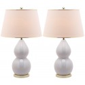 Safavieh Jill 26.5-inch H Double- Gourd Ceramic Lamp - Set of 2 - White/Off-white (LIT4093A-SET2)