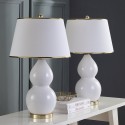 Safavieh Jill 26.5-inch H Double- Gourd Ceramic Lamp - Set of 2 - White/Off-white (LIT4093A-SET2)