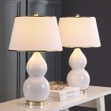 Safavieh Jill 26.5-inch H Double- Gourd Ceramic Lamp - Set of 2 - White/Off-white (LIT4093A-SET2)