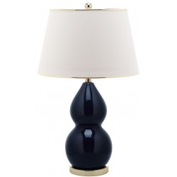 Safavieh Jill 26.5-inch H Double- Gourd Ceramic Lamp - Set of 2 - Navy/Off-white (LIT4093B-SET2)