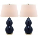 Safavieh Jill 26.5-inch H Double- Gourd Ceramic Lamp - Set of 2 - Navy/Off-white (LIT4093B-SET2)