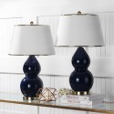 Safavieh Jill 26.5-inch H Double- Gourd Ceramic Lamp - Set of 2 - Navy/Off-white (LIT4093B-SET2)