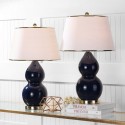 Safavieh Jill 26.5-inch H Double- Gourd Ceramic Lamp - Set of 2 - Navy/Off-white (LIT4093B-SET2)