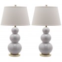 Safavieh Pamela 28-inch H Triple Gourd Ceramic Lamp - Set of 2 - White (LIT4095A-SET2)