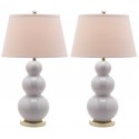 Safavieh Pamela 28-inch H Triple Gourd Ceramic Lamp - Set of 2 - White (LIT4095A-SET2)