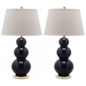 Safavieh Pamela 28-inch H Triple Gourd Ceramic Lamp - Set of 2 - Navy (LIT4095B-SET2)