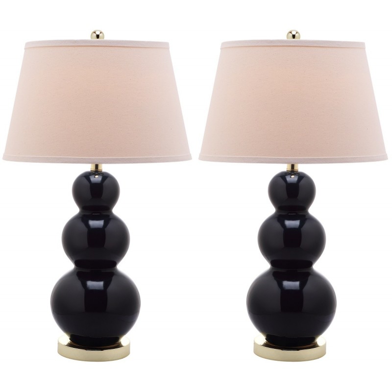 Safavieh Pamela 28-inch H Triple Gourd Ceramic Lamp - Set of 2 - Navy (LIT4095B-SET2)