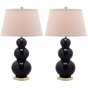 Safavieh Pamela 28-inch H Triple Gourd Ceramic Lamp - Set of 2 - Navy (LIT4095B-SET2)