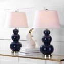 Safavieh Pamela 28-inch H Triple Gourd Ceramic Lamp - Set of 2 - Navy (LIT4095B-SET2)