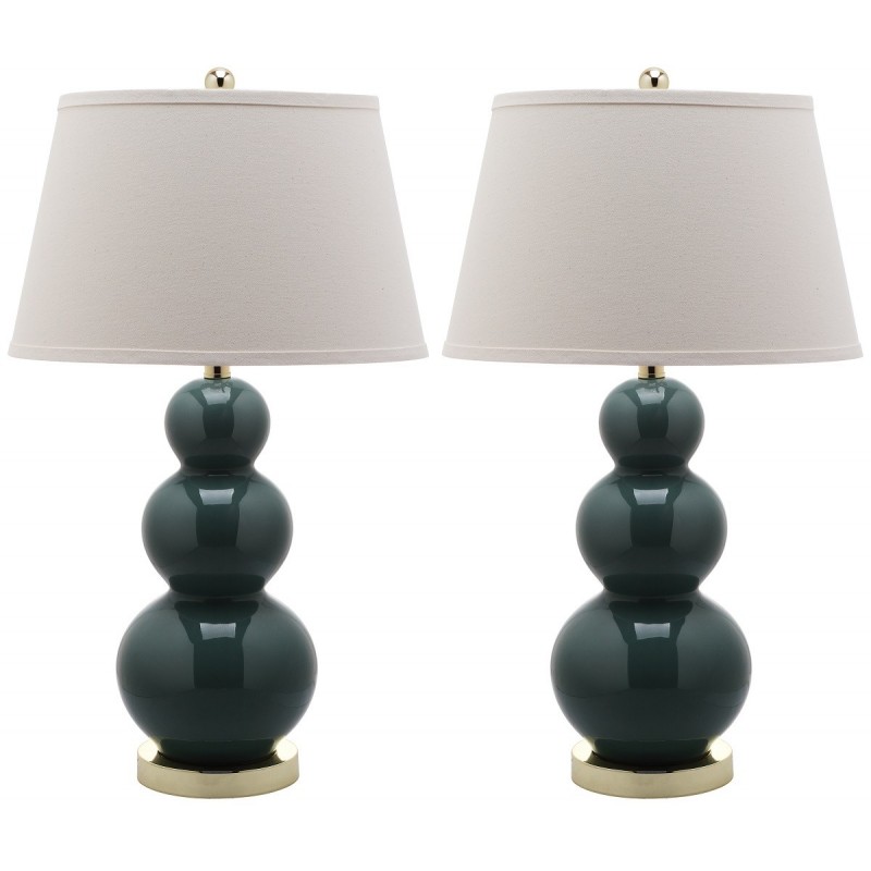 Safavieh Pamela 28-inch H Triple Gourd Ceramic Lamp - Set of 2 - Marine Blue (LIT4095C-SET2)
