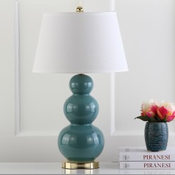 Safavieh Pamela 28-inch H Triple Gourd Ceramic Lamp - Set of 2 - Marine Blue (LIT4095C-SET2)