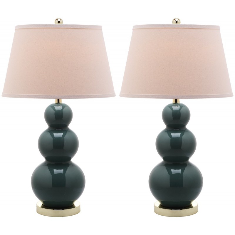 Safavieh Pamela 28-inch H Triple Gourd Ceramic Lamp - Set of 2 - Marine Blue (LIT4095C-SET2)