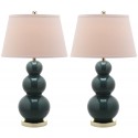 Safavieh Pamela 28-inch H Triple Gourd Ceramic Lamp - Set of 2 - Marine Blue (LIT4095C-SET2)