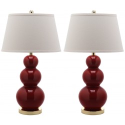 Safavieh Pamela 28-inch H Triple Gourd Ceramic Lamp - Set of 2 - Red (LIT4095E-SET2)