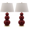 Safavieh Pamela 28-inch H Triple Gourd Ceramic Lamp - Set of 2 - Red (LIT4095E-SET2)