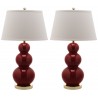 Safavieh Pamela 28-inch H Triple Gourd Ceramic Lamp - Set of 2 - Red (LIT4095E-SET2) Safavieh Pamela 28-inch H Triple Gourd Ceramic Lamp - Set of 2 - Red (LIT4095E-SET2)